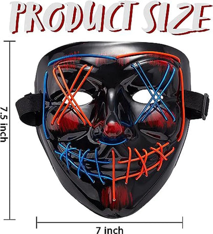 Halloween LED Mask with Light-Up Gloves (Blue & Red)