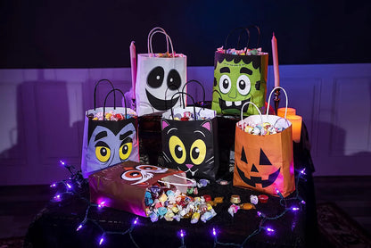 Halloween Colorful Bags with Handles, 24 Pack