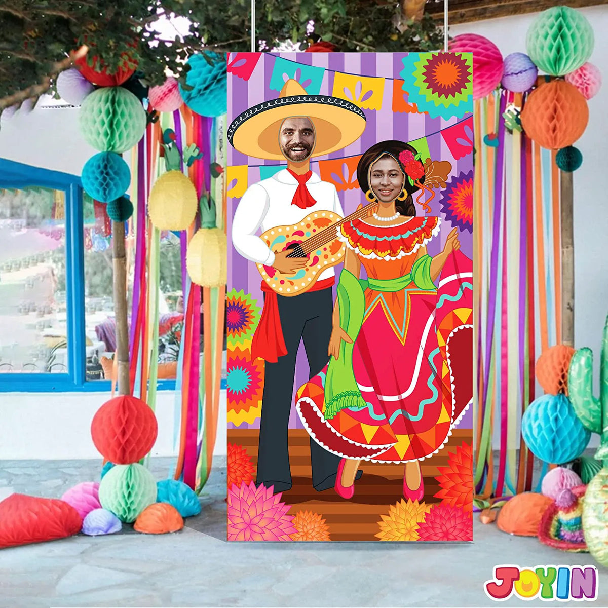 Cinco de Mayo Fiesta Couple Photo Door Banner, 36x72 Inches