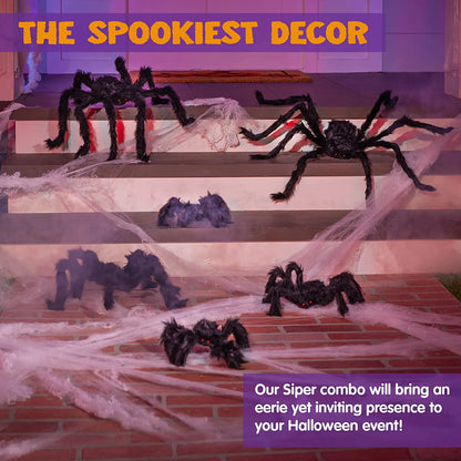 6-Pack Halloween Black Spider Set