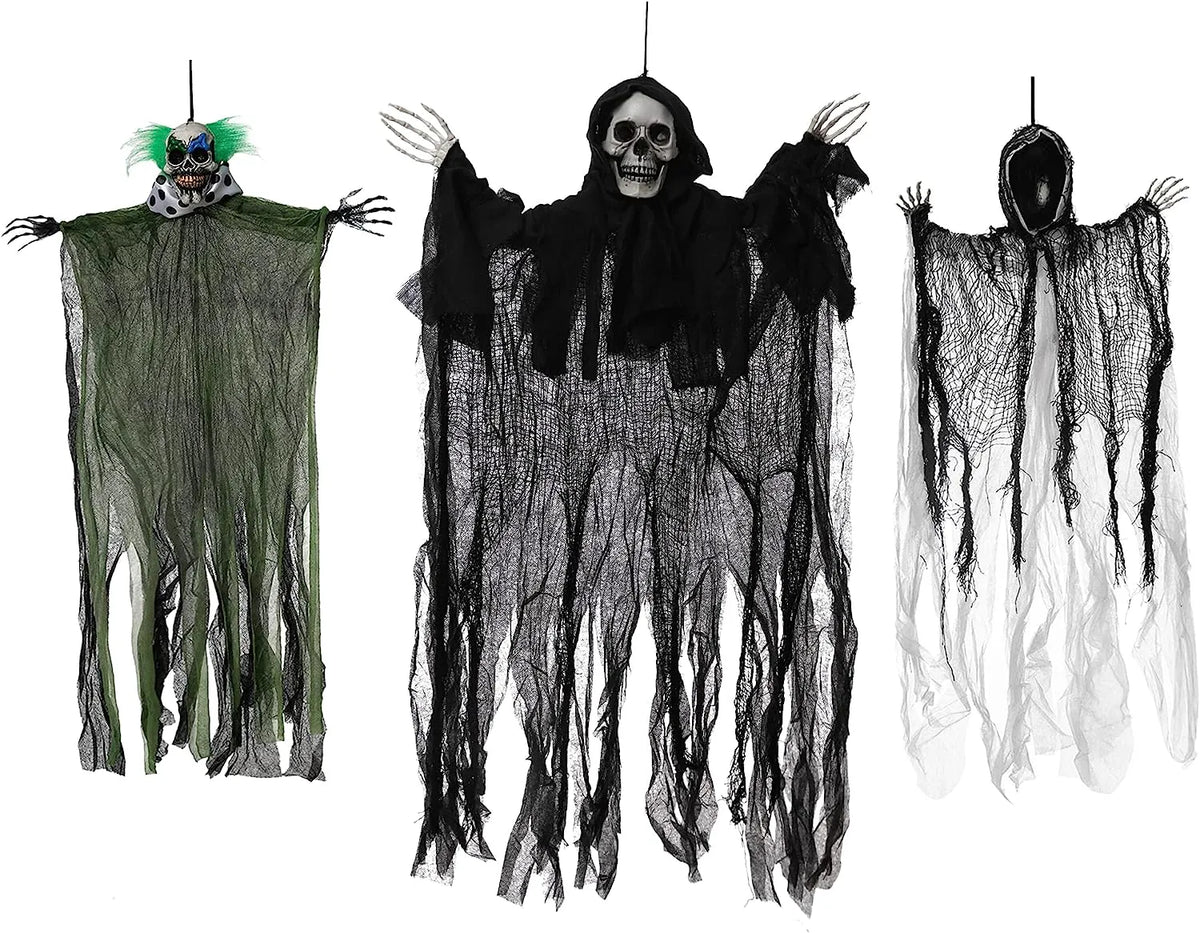 Hanging Clown, Ghost, and Grim Reaper