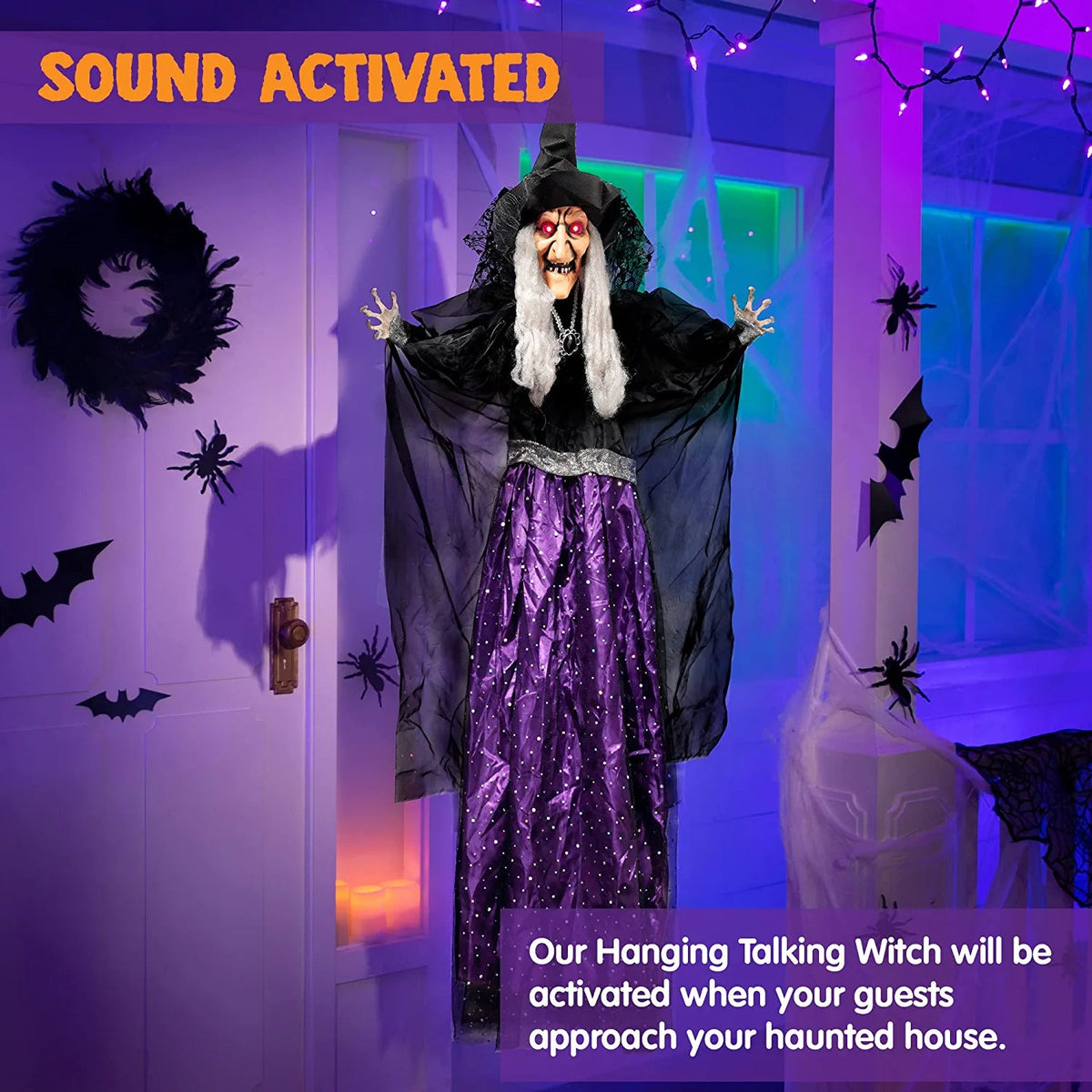 47-Inch Animated Hanging Witch