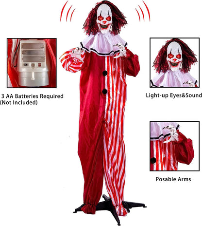 68-Inch Halloween Scary Clown Standing Decoration