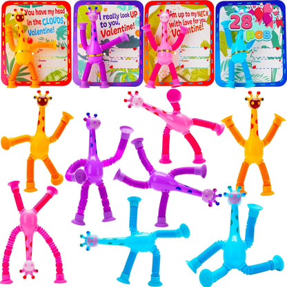 JOYIN 28 Packs Valentine's Day Telescopic Suction Pop Tubes with Cards