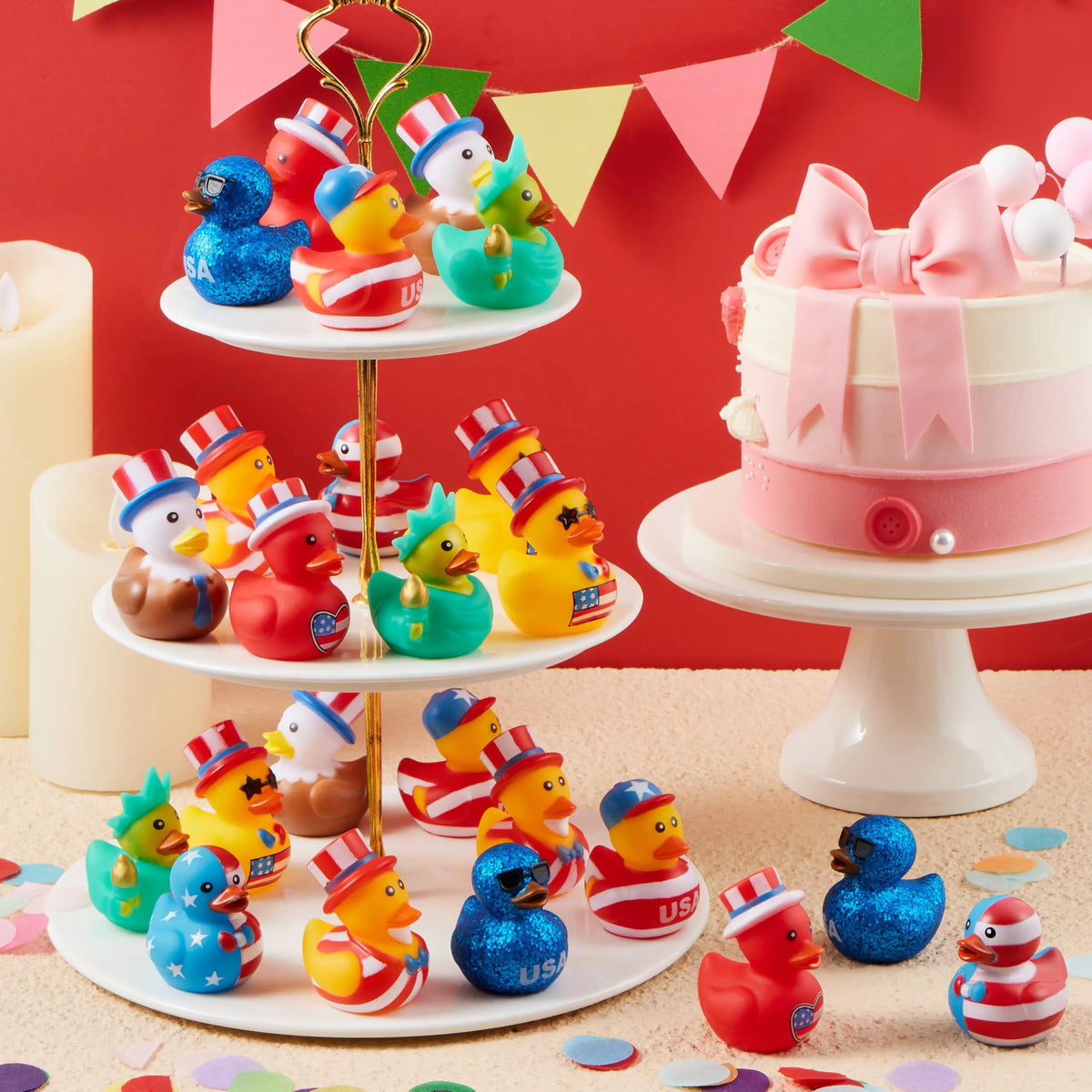 JOYIN 24-Pack Patriotic Rubber Ducks - 2.6-Inch Toys, 8 Unique Designs