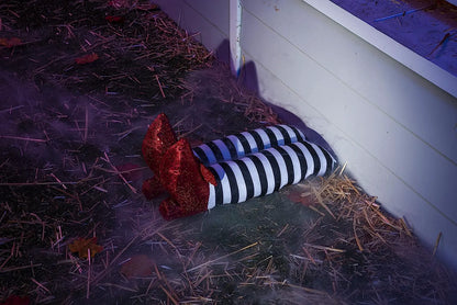 Witch Legs with Stakes - Red Shoes & Black and White Stripe (2 Pcs)