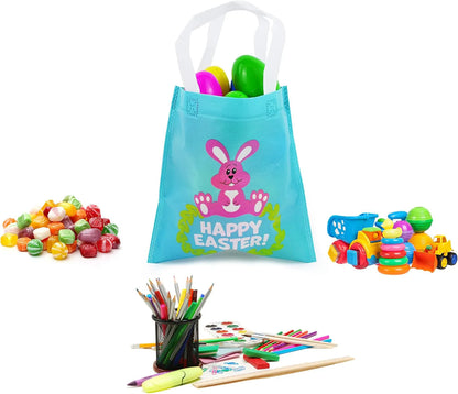 JOYIN 36 Pack Easter Non-Woven Gift Bags - Cute Bunny Animal Treat Bags for Kids Party Supplies and Classroom Prizes