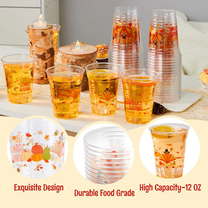 72-Pack Thanksgiving Disposable Plastic Cups