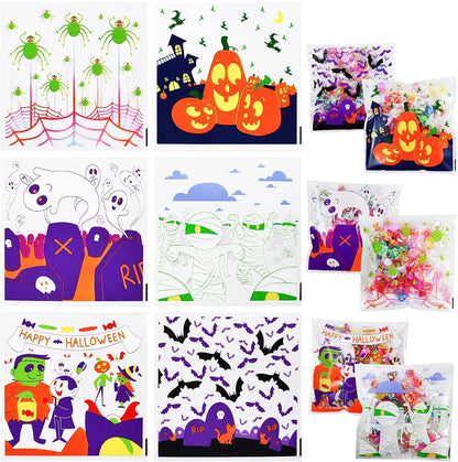 Halloween Clear Self-Adhesive Candy Bags (150-Pack)