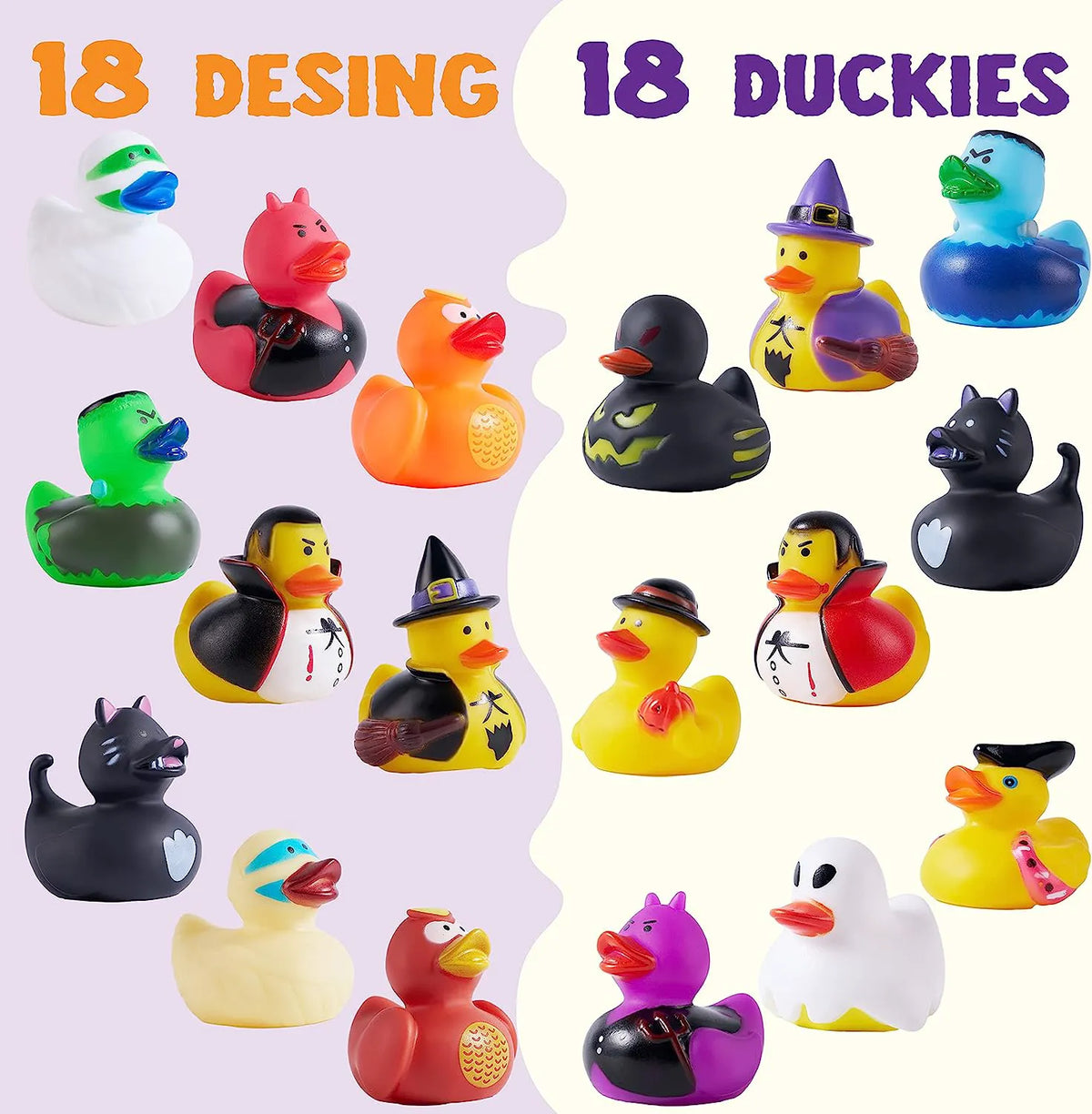 18-Pack Halloween Novelty Rubber Ducks