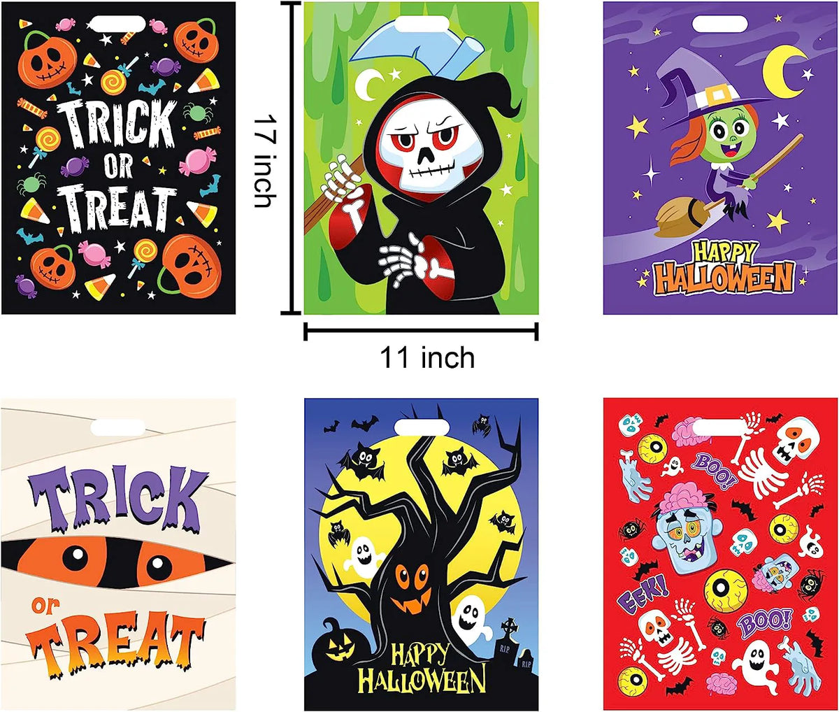Halloween-Themed Plastic Candy Bags, 72 Count