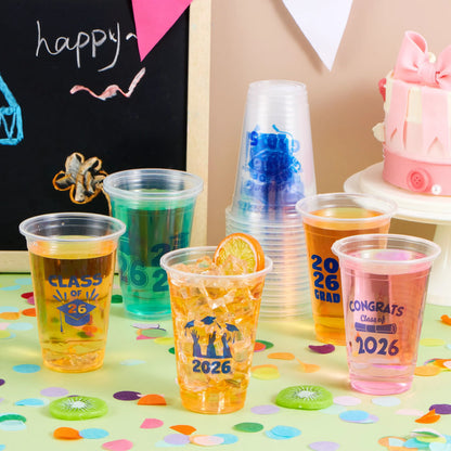 24 Pack 16oz Graduation Party Plastic Cups