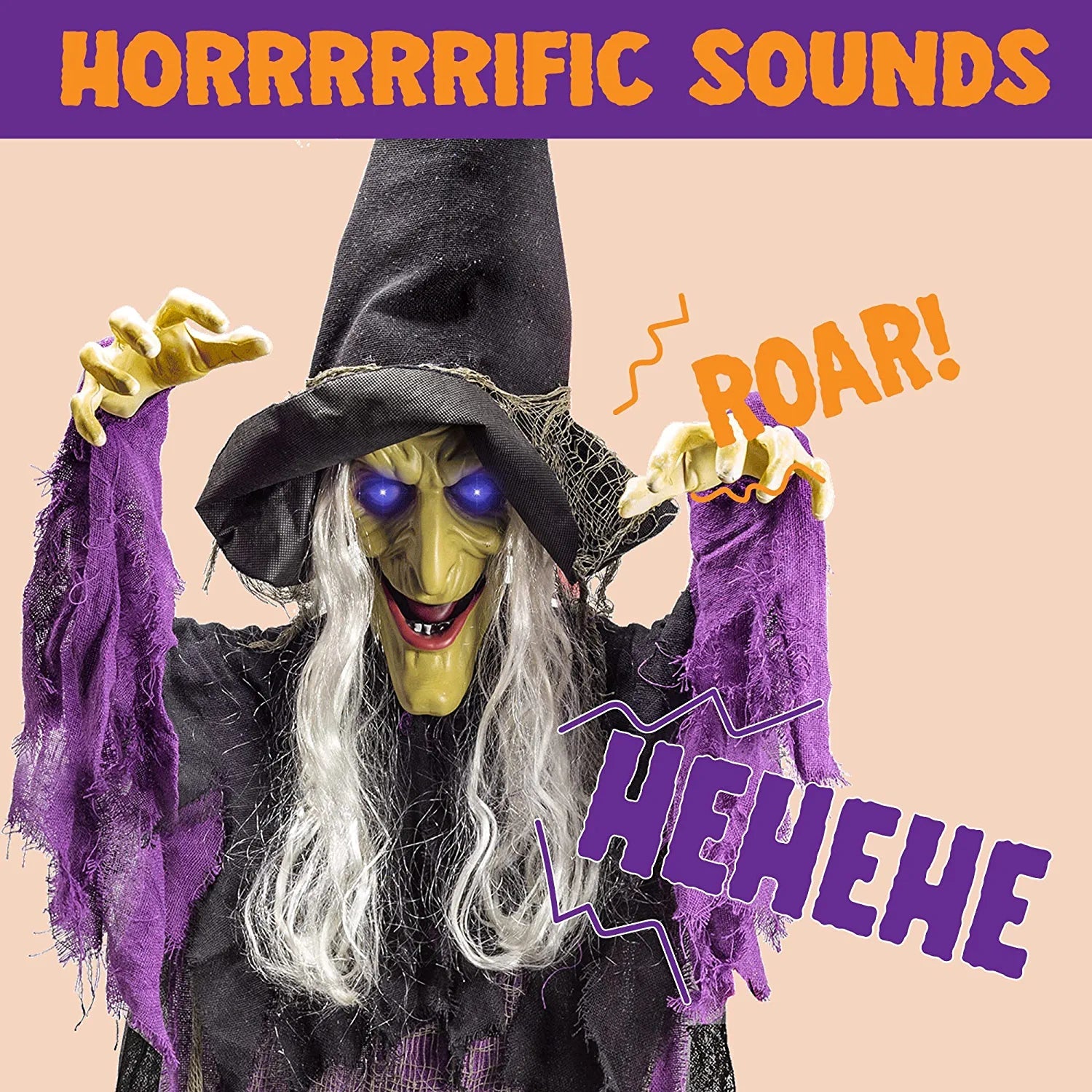 72-Inch Hanging Talking Witch with Light-Up Eyes