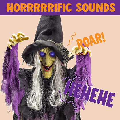 72-Inch Hanging Talking Witch with Light-Up Eyes