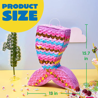 Mermaid Pinata Set with Plastic Bat and Paper Blindfold