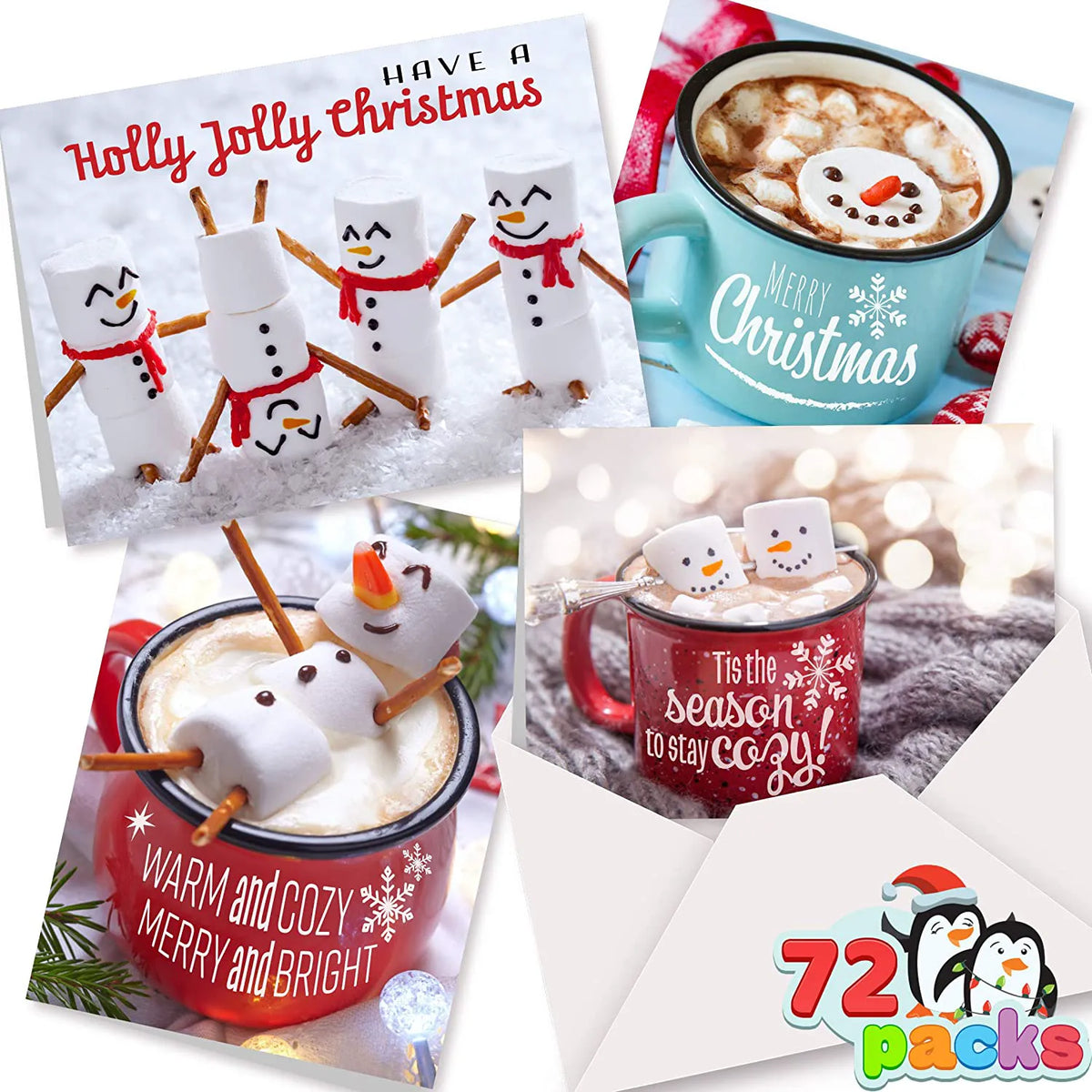 72 Warm Winter Greeting Cards with Envelopes