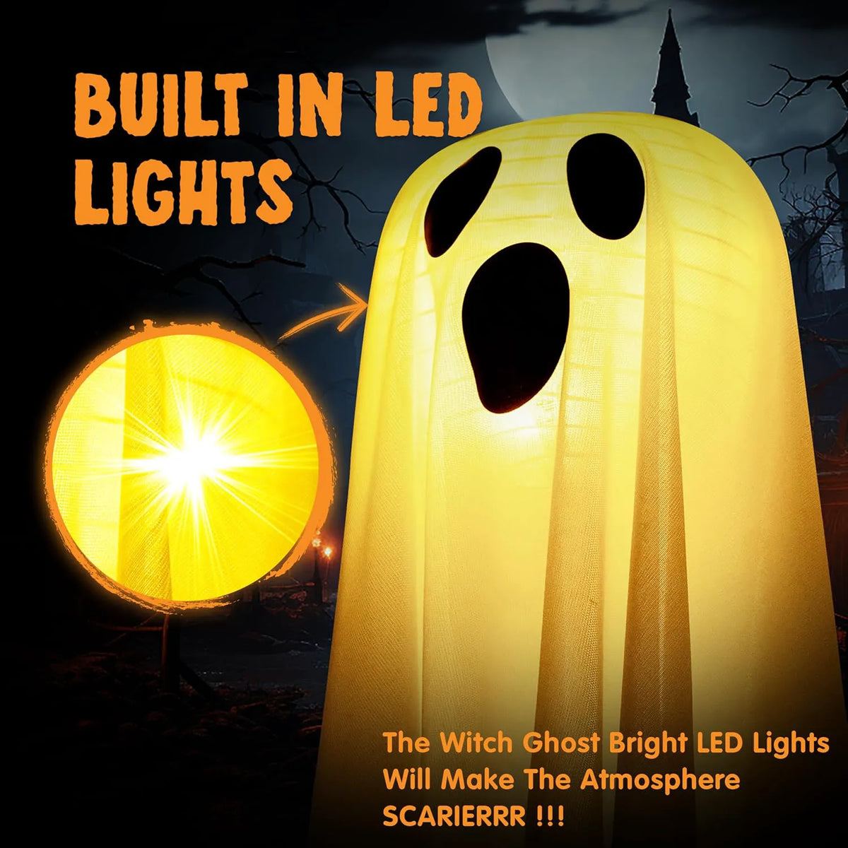 6-Pack Hanging Ghosts Halloween Decorations for Outdoor Use