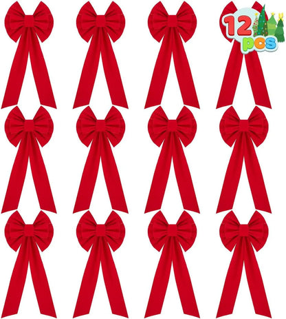 12-Pack Christmas Red Velvet Bows for Wreaths