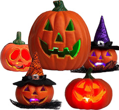 Halloween Pumpkin Light-Up Decoration Set, 5-Pack