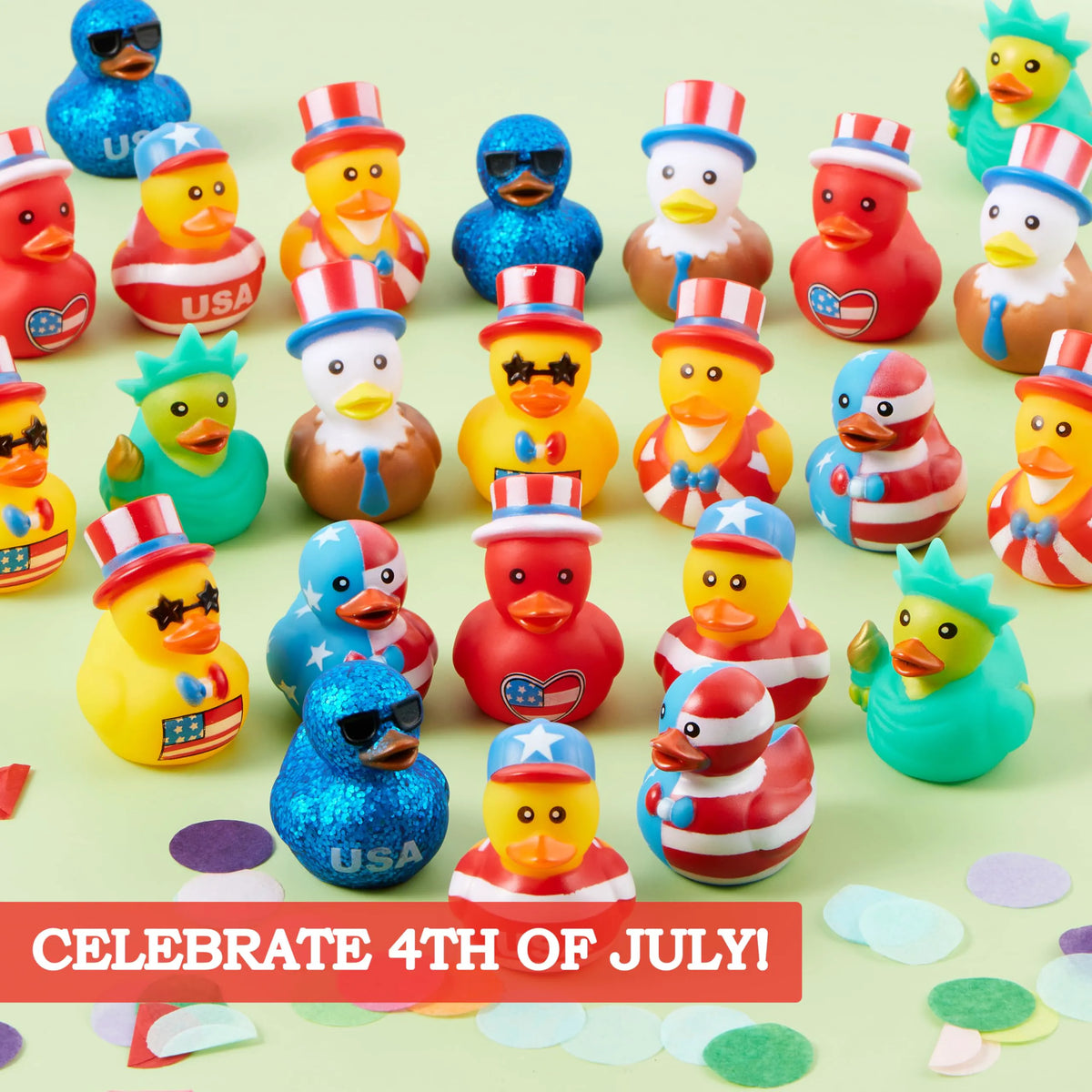 JOYIN 24-Pack Patriotic Rubber Ducks - 2.6-Inch Toys, 8 Unique Designs
