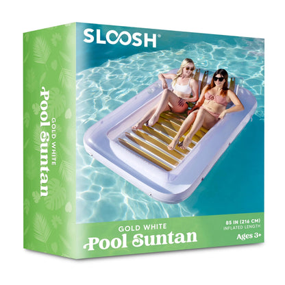 85in x 57in Extra Large Golden White Sun Tan Tub Adult Pool Float Raft for Sunbathing
