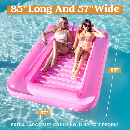 85x57 Inch Extra Large Pink Sun Tan Tub Adult Pool Float Raft for Sunbathing