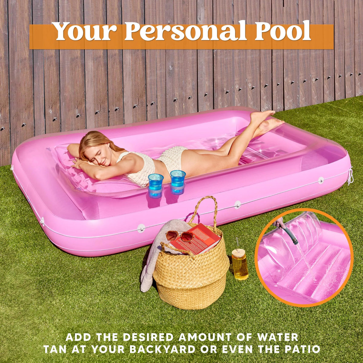 85x57 Inch Extra Large Pink Sun Tan Tub Adult Pool Float Raft for Sunbathing