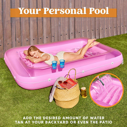 85x57 Inch Extra Large Pink Sun Tan Tub Adult Pool Float Raft for Sunbathing
