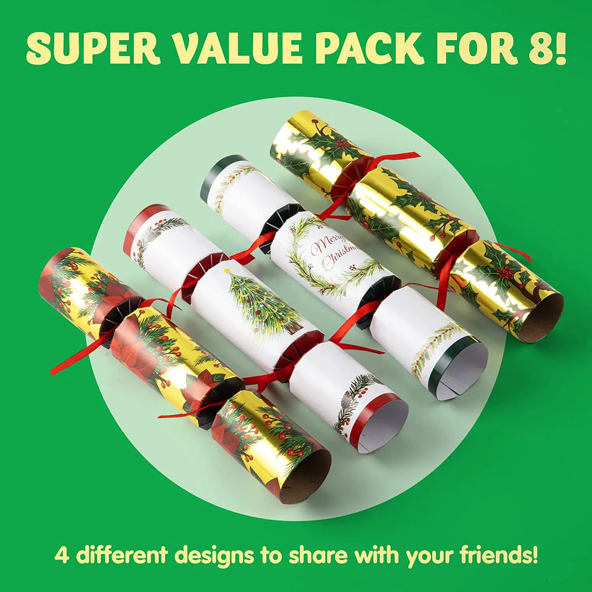 8-Piece Christmas Deluxe Cracker Set