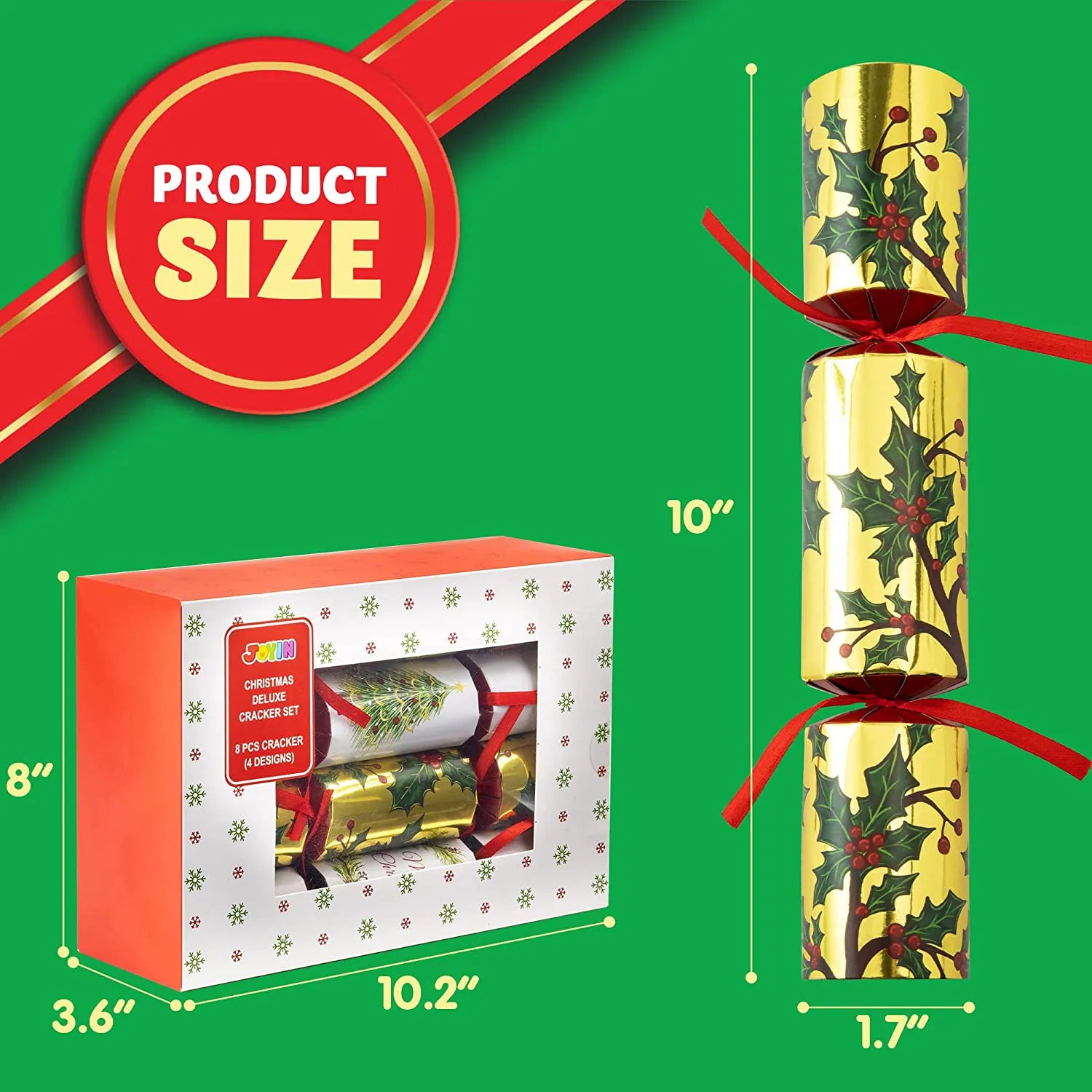 8-Piece Christmas Deluxe Cracker Set
