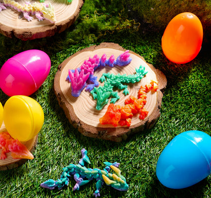 8 Prefilled Easter Eggs with 3D Articulated Dragon Fidget Toys, Easter Party Favors for Kids