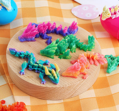 8 Prefilled Easter Eggs with 3D Articulated Dragon Fidget Toys, Easter Party Favors for Kids