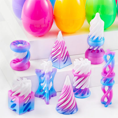 8 Prefilled Easter Eggs with 3D Printed Impossible Cone Fidget Toys, Easter Party Favors for Kids