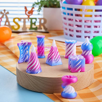 8 Prefilled Easter Eggs with 3D Printed Impossible Cone Fidget Toys, Easter Party Favors for Kids