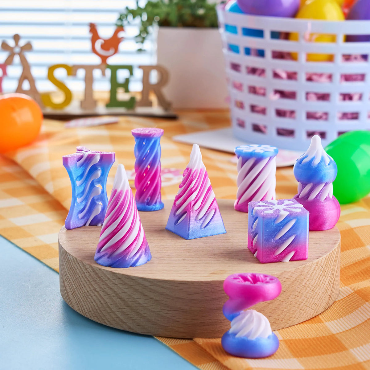 8 Prefilled Easter Eggs with 3D Printed Impossible Cone Fidget Toys, Easter Party Favors for Kids