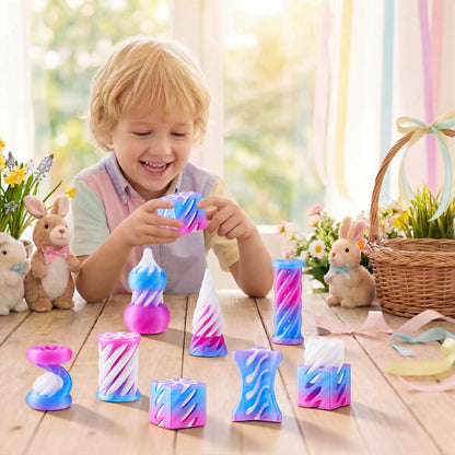 8 Prefilled Easter Eggs with 3D Printed Impossible Cone Fidget Toys, Easter Party Favors for Kids