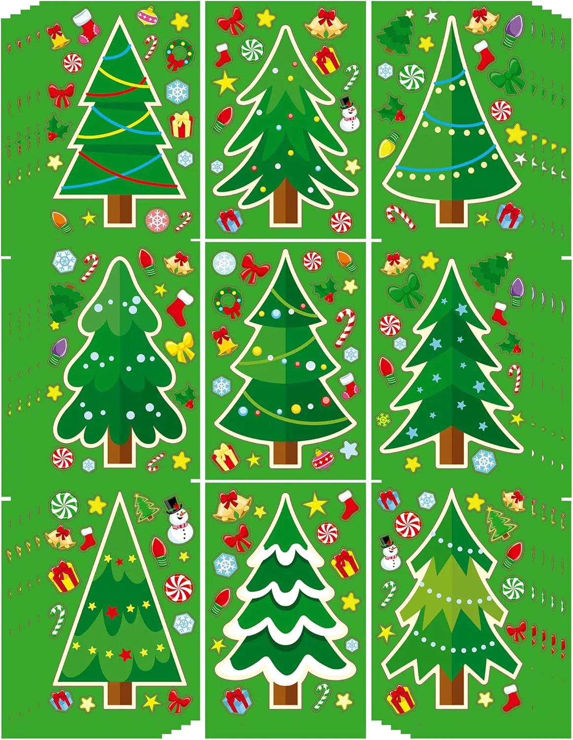 24 Pcs Christmas Tree Stickers - Make Your Own Christmas Tree Sticker Sheets