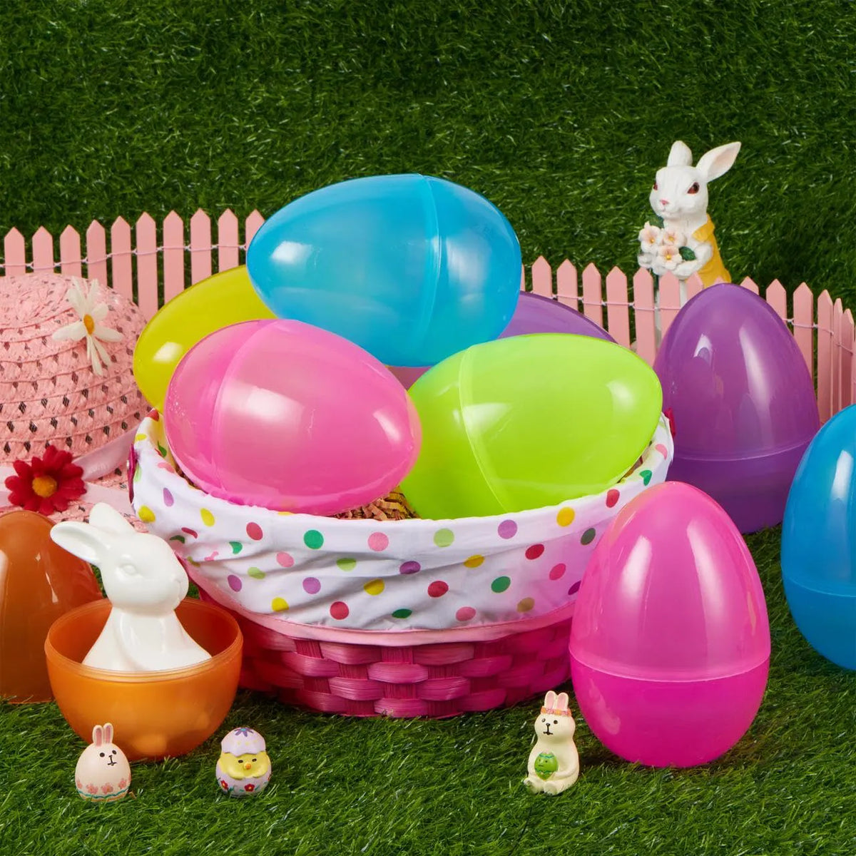 12 Large Clear Easter Eggs, 6-Inch Jumbo Plastic Fillable Eggs