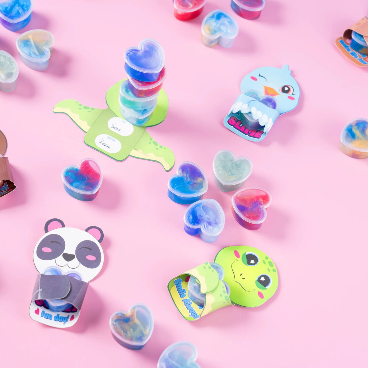 30 Valentine's Day Galaxy Slime Toys with Cute Themed Cards