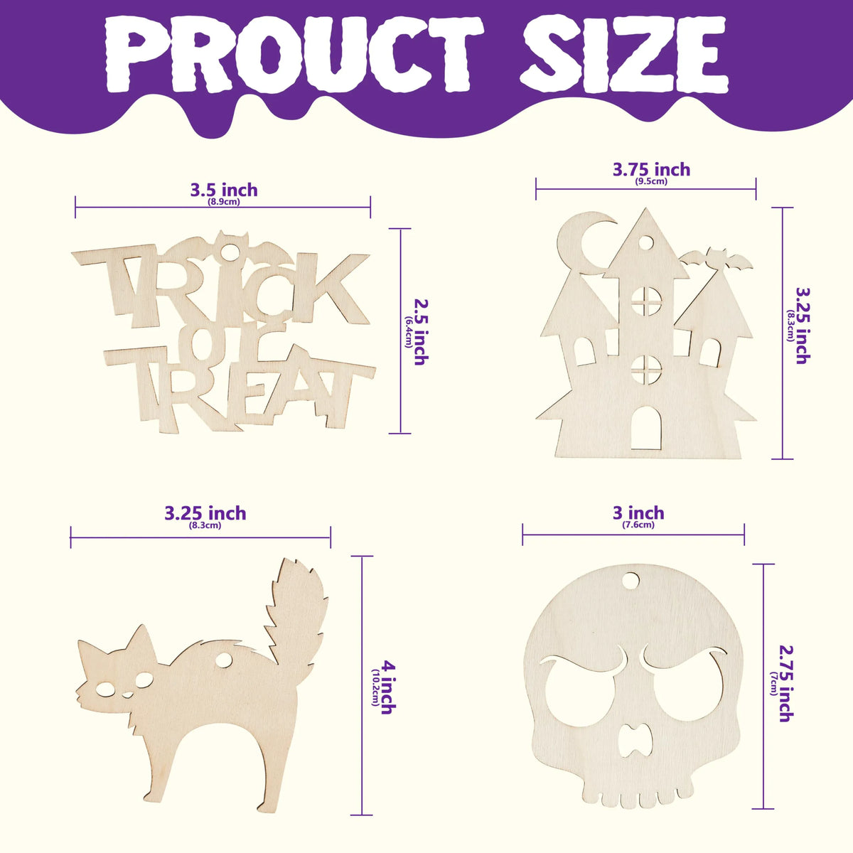 36-Piece Halloween Wooden Painting Craft Kit