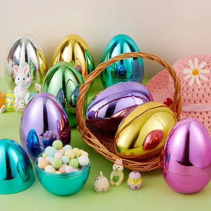 12 Large Metallic Easter Eggs, 6-Inch Colorful Jumbo Fillable Eggs