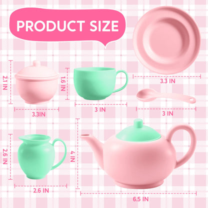 18-Piece Pretend Tea Party Set with Baby Pink Teapot