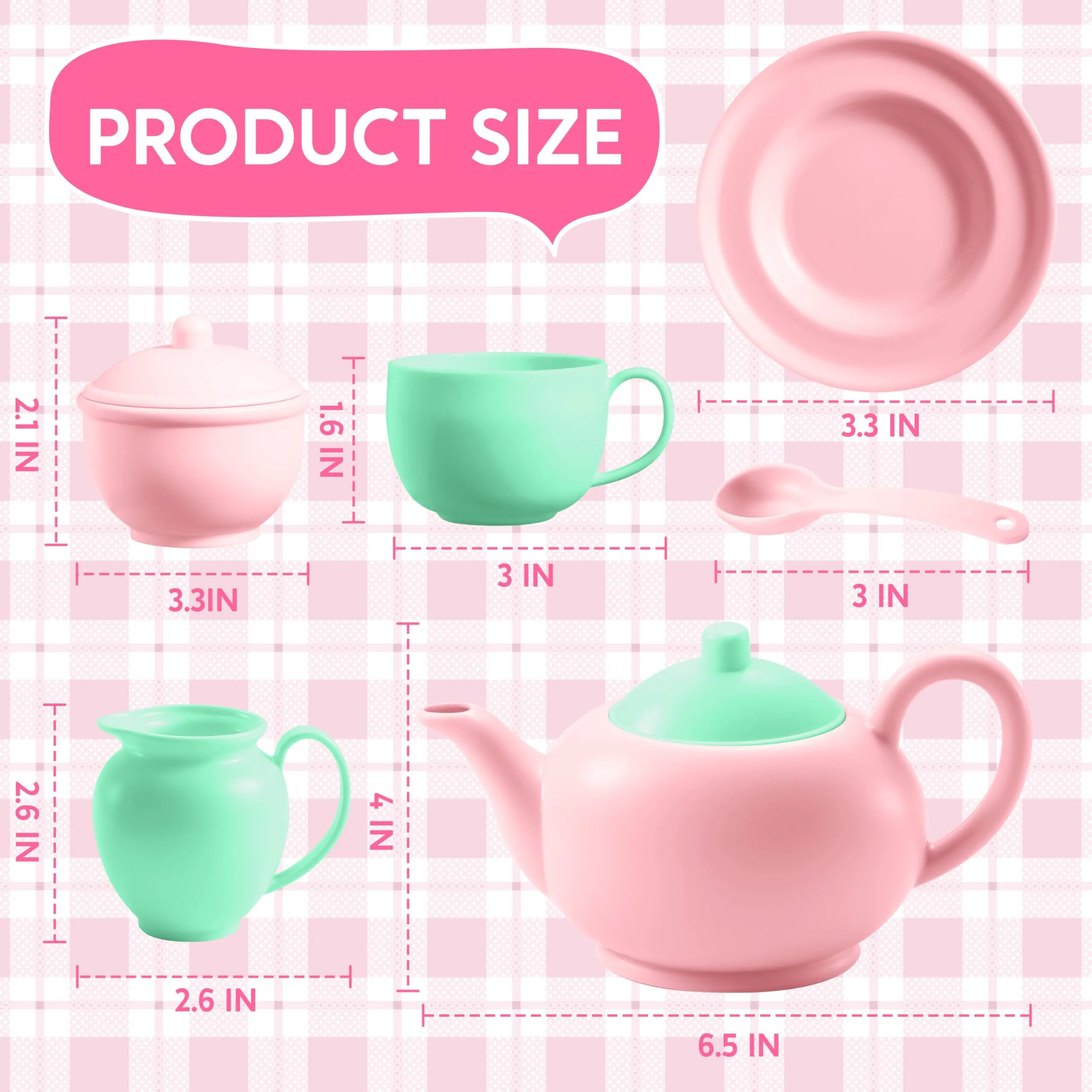 18-Piece Pretend Tea Party Set with Baby Pink Teapot