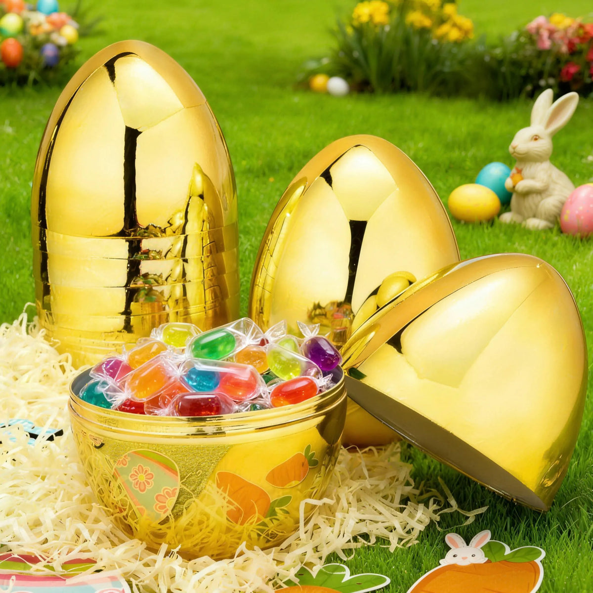 6 Gold Jumbo Easter Eggs (10 inches)