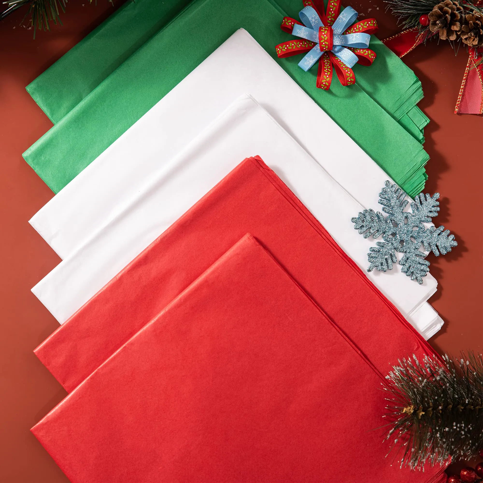 36 Sheets Christmas Tissue Paper - Red, Green & White