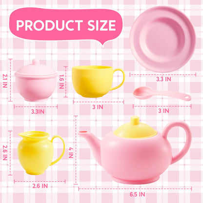 18-Piece Pretend Tea Party Set with Pink Teapot