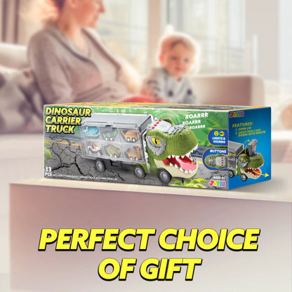 13-in-1 Dinosaur Transport Carrier Truck with Mini Car Set