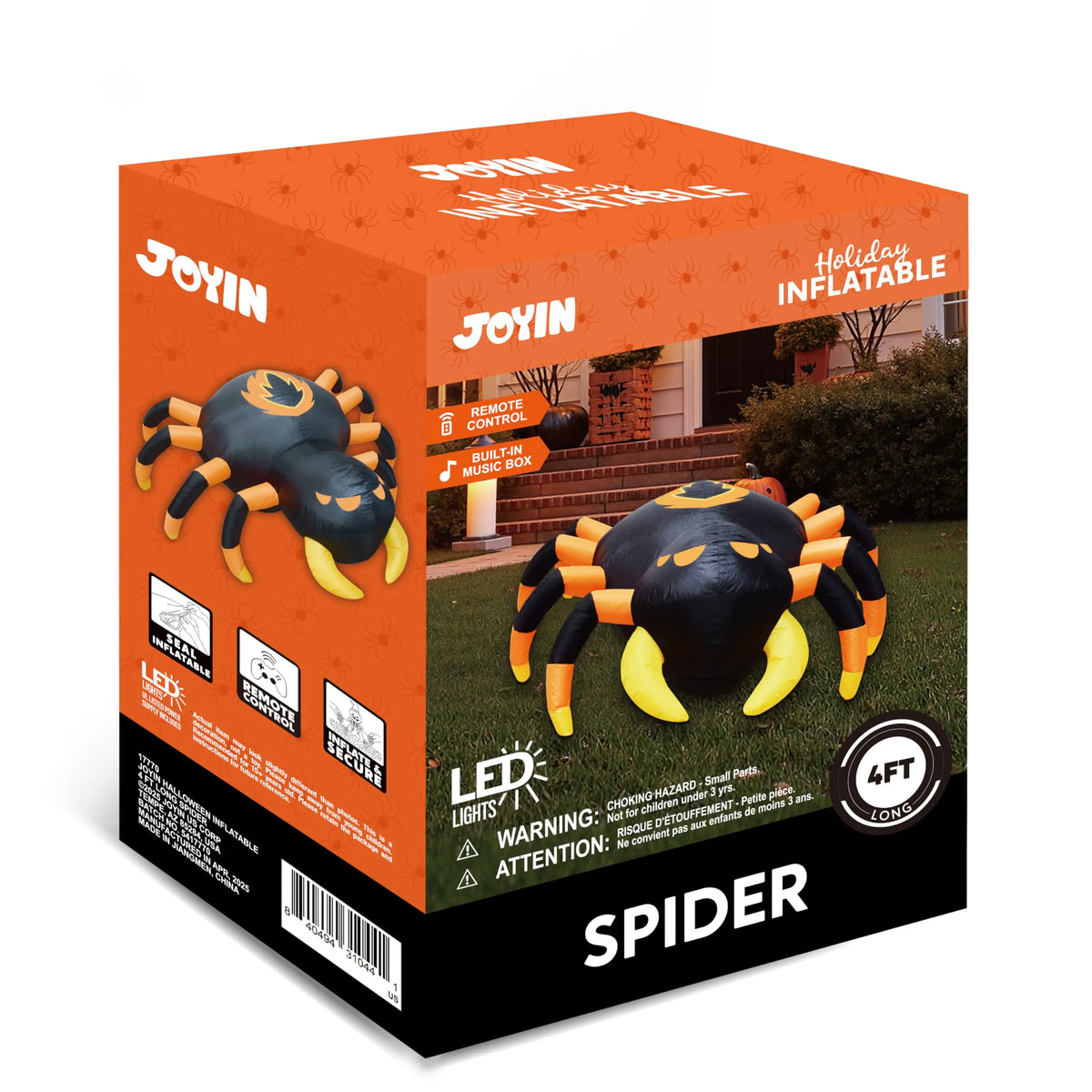 4-Foot Halloween Inflatable Spider with Remote Control