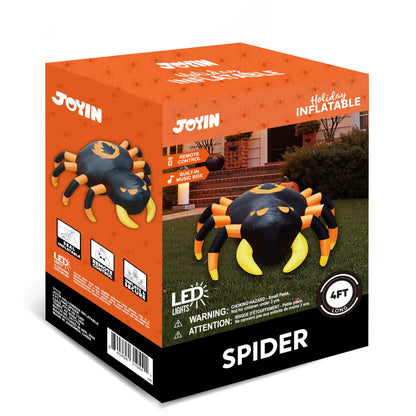 4-Foot Halloween Inflatable Spider with Remote Control