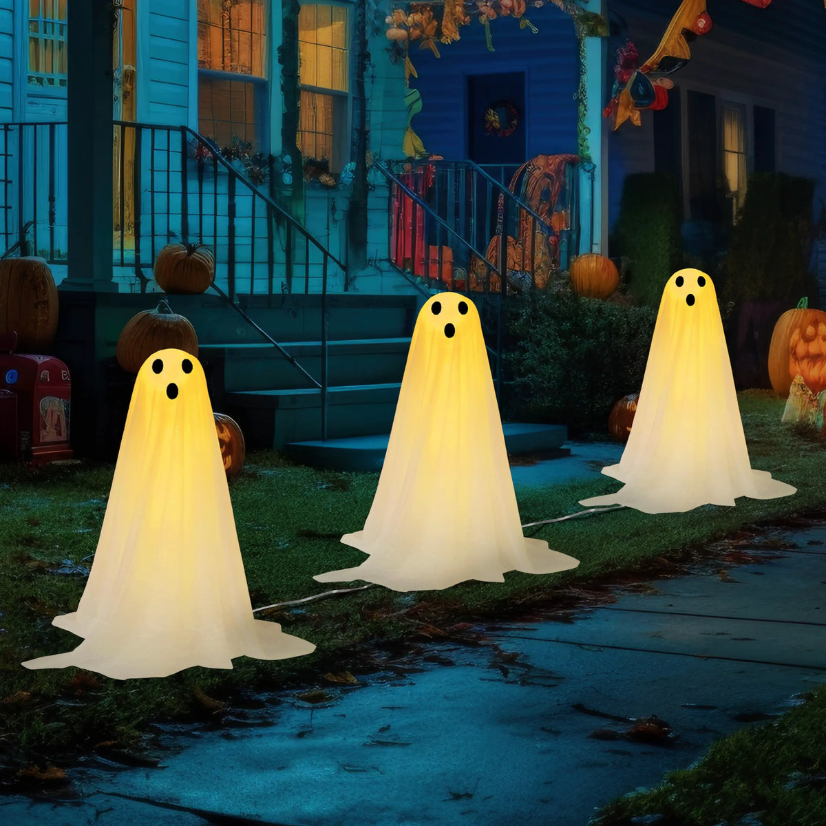 3-Piece Halloween Outdoor Ghost Pathway Lights